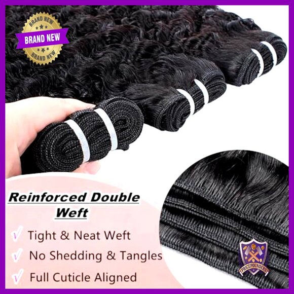 3C4A Water Wave Human Hair Extensions 20-24 Inch 3 Bundles Virgin Hair